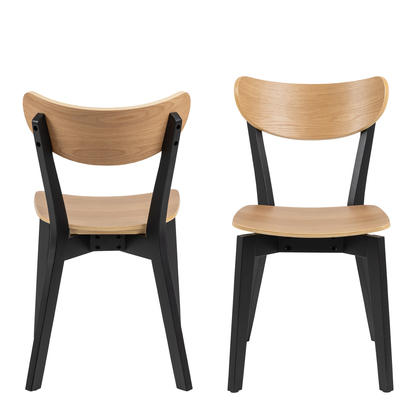 Harper 3 Dining Chairs in Black and Oak Set of 2