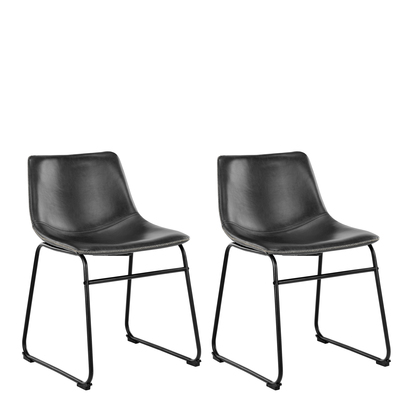 Holm 3 Dining Chair In Black with Cream Stitching, Set of 2.