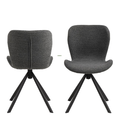Harper 2 Swivel Dining Chairs in Grey Fabic Set of 2