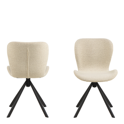 Harper 2 Swivel Dining Chairs in Cream Fabic Set of 2