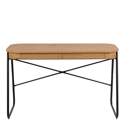 Parker 3 Office Desk with 2 Drawers in Black and Oak
