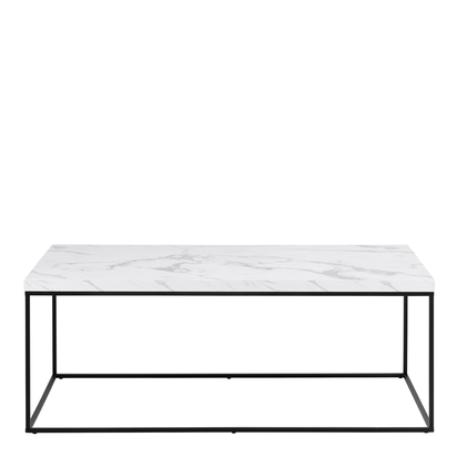 Blythe 2 Coffee Table with White Marble Carrara Top & Black Steel Base 110x55x45cm