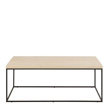 Blythe 2 Coffee Table with Travertine Rough Paper Top & Black Powder Steel Base 110x55x45cm