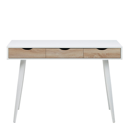 Ellis 4 3 Drawer Desk in White with 3 Oak Drawers
