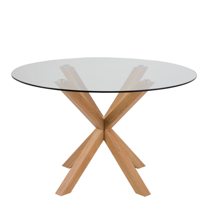 Sorrento Round Dining Table with Glass Top 119x75.5cm