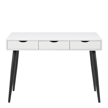 Ellis 4 3 Drawer Office Desk in White with Black Legs
