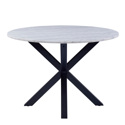Sorrento Round Dining Table with White Polished Marble Top