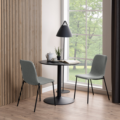 Camden 4 Small Round CafÃ© Table with Black Ash Top and Matt Black Base