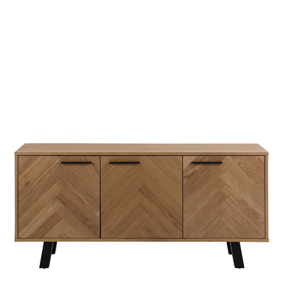 Lansdowne 3 Door Sideboard in Oak with Herringbone Effect