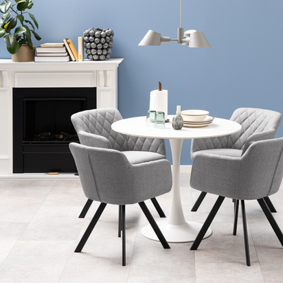 Oakwell 2 Ceramic Round Dining Table in White 90x75cm