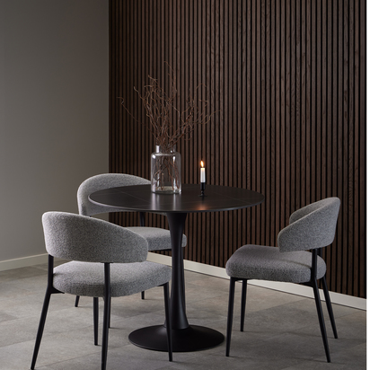 Oakwell 2 Ceramic Round Dining Table in Black 90x75cm