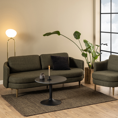 Oakwell 2 Ceramic Round Coffee Table in Matt black 60x45cm