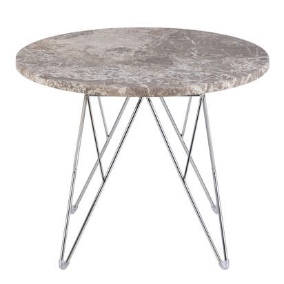 Osbourne 2 Round Side Table with Grey-Brown Marble Top