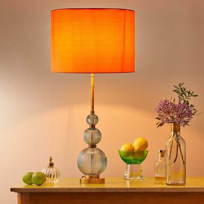Lamarr table lamp in turquoise glass and brass