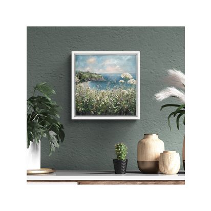 John Lewis Marie Mills 'Blackpool Sands, Devon' Framed Print, 29 x 29cm, Green/Blue Green/Blue | H29 x W29 x D3cm