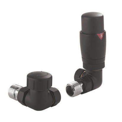 Crosswater Corner Thermostatic Radiator Valve - Matt Black