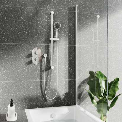 Jemima Concealed Shower Valve, Slide Rail Kit & Overflow Bath Filler - Pop-up Waste