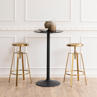 Camden 4 Tall Round Bar Table with Black Ash Top and Matt Black Base