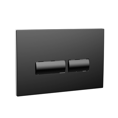 Wall Hung Toilet Frame, Pneumatic Concealed Cistern & Dual Flush Plate with Angular Buttons - Matt Black