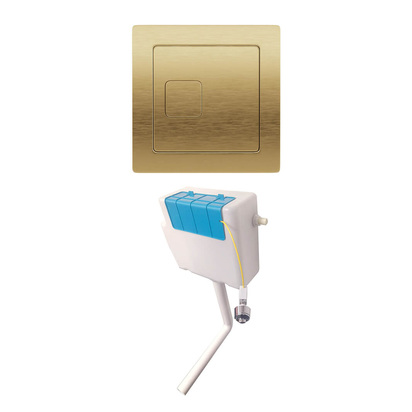 Drench Dual Flush Concealed Cistern with Square Dual Flush Button - Brushed Brass