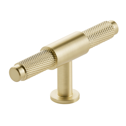 Drench Core Brushed Brass Knurled Furniture T-Bar Handle