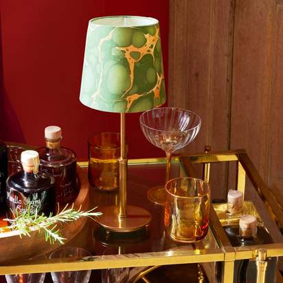 Smaller Pod rechargeable table lamp in antique brass