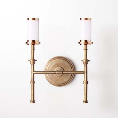 Double Chukka rechargeable wall fitting in antique brass