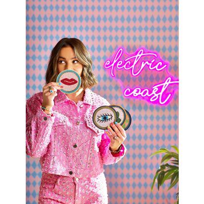 Eleanor Bowmer Electric Coast Beaded Coasters, Set of 4, Assorted Assorted | H0.5 x Dia.11cm