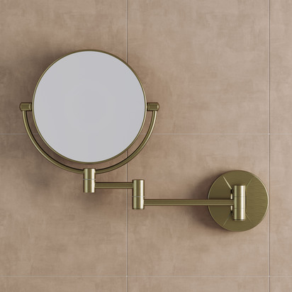Alina Round Brushed Brass Cosmetic Magnifying Wall Mirror - 200mm