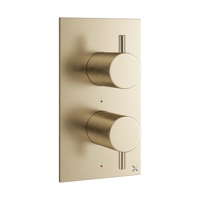Crosswater MPRO 2 Outlet Concealed Thermostatic Bath and Shower Valve - Brushed Brass