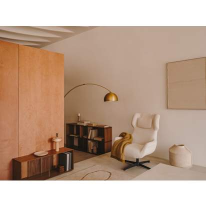 Madali metal floor lamp with brass and white marble finish UK