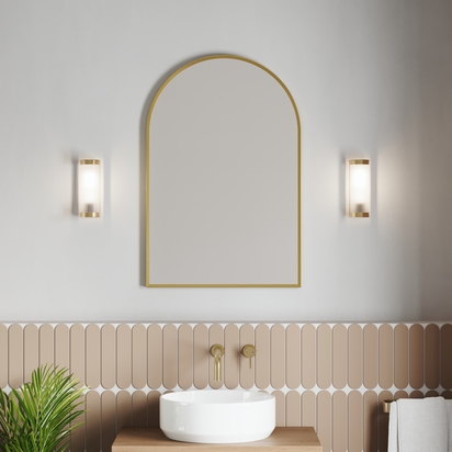 Harper Arch Brushed Brass Framed Mirror - 500 x 750mm