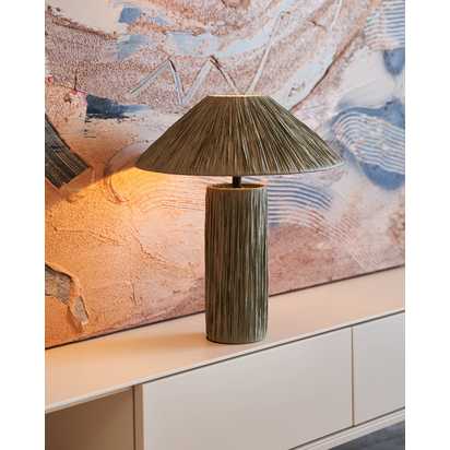 Samse table lamp in green raffia UK adapter