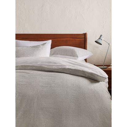 John Lewis Graphite Stripe Cotton-Linen Blend Bedding Grey/Multi | H1.00cm * W225.00cm * D220.00cm