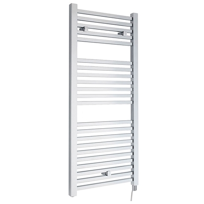 Brenton Helios Electric Straight Square Chrome Heated Towel Rail - 20mm - 1110 x 500mm