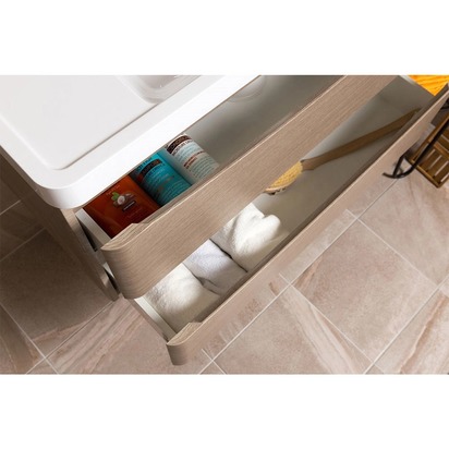 Maia 1200mm Wall Mounted Light Oak Vanity Unit & Composite Resin Double Basin