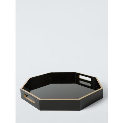John Lewis Octagon Tray, 45cm, FSC-Certified (MDF) Black | H5.7 x W45.7 x D45.7cm