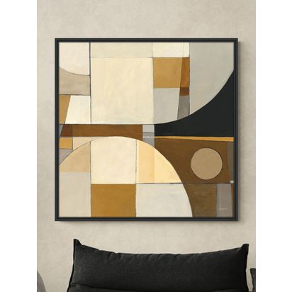 John Lewis Mike Schick 'Modern Lines' Framed Canvas Print, 84 x 84cm, Champagne Multi | H84 x W84 x D3cm