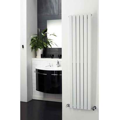 Hudson Reed Sloane Single Panel Vertical Designer Radiator - Satin White - 1800 x 354mm