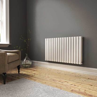 Brenton Oval Double Panel Horizontal Radiator - 600mm x 1020mm - White