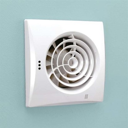 hib. Hush White Slimline Low Profile Wall or Ceiling Mounted Fan with Timer & Humidity Sensor