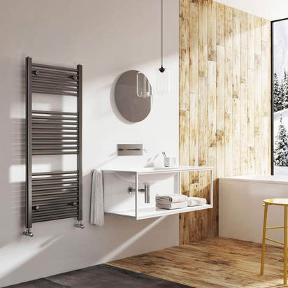 Brenton Nerola Anthracite Heated Towel Rail - 1200 x 500mm