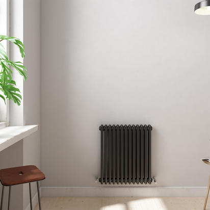 Brenton Olympus Horizontal 2 Column Anthracite Radiator - 600 x 605mm