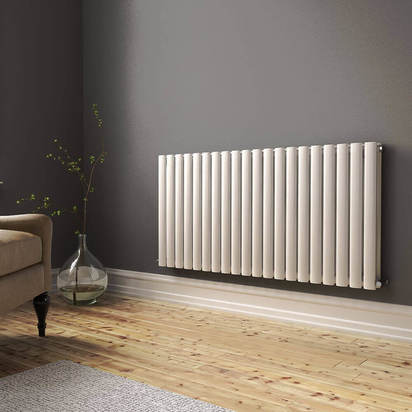Brenton Oval Double Panel Horizontal Radiator - 600mm x 1200mm - White