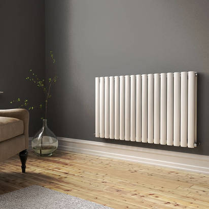 Brenton Oval Double Panel Horizontal Radiator - 600mm x 1200mm - White