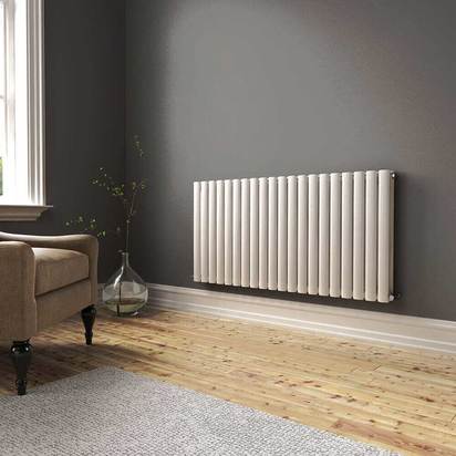 Brenton Oval Double Panel Horizontal Radiator - 600mm x 1200mm - White