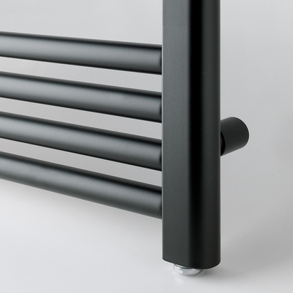 EliteHeat Steel Ladder Heated Towel Rail 25mm Bars - Matt Black - 1200 x 600mm