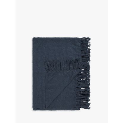 John Lewis Charlotte Bouclé Throw Navy | W150 x D200.00cm