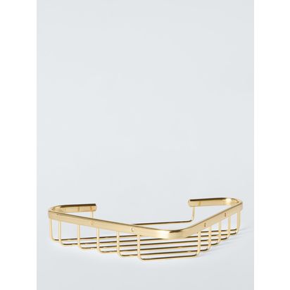 John Lewis Opus Corner Shower Basket Brass | H4 x W24 x D19cm