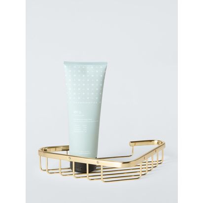 John Lewis Opus Corner Shower Basket Brass | H4 x W24 x D19cm